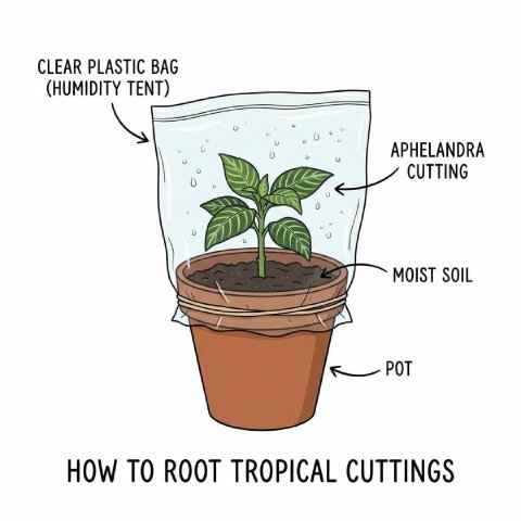 Diagram showing a cutting inside a plastic bag humidity tent