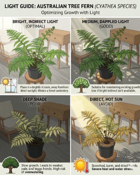 Ideal light conditions for Australian Tree Fern.